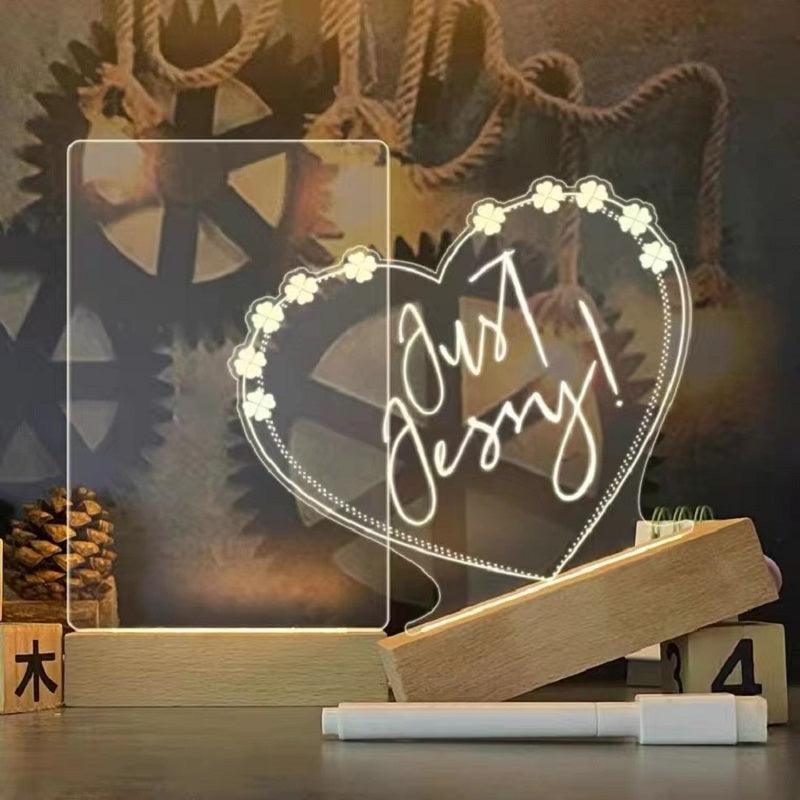 Creative Note Board With Pen 3D LED Light Handwritten Acrylic Message Board