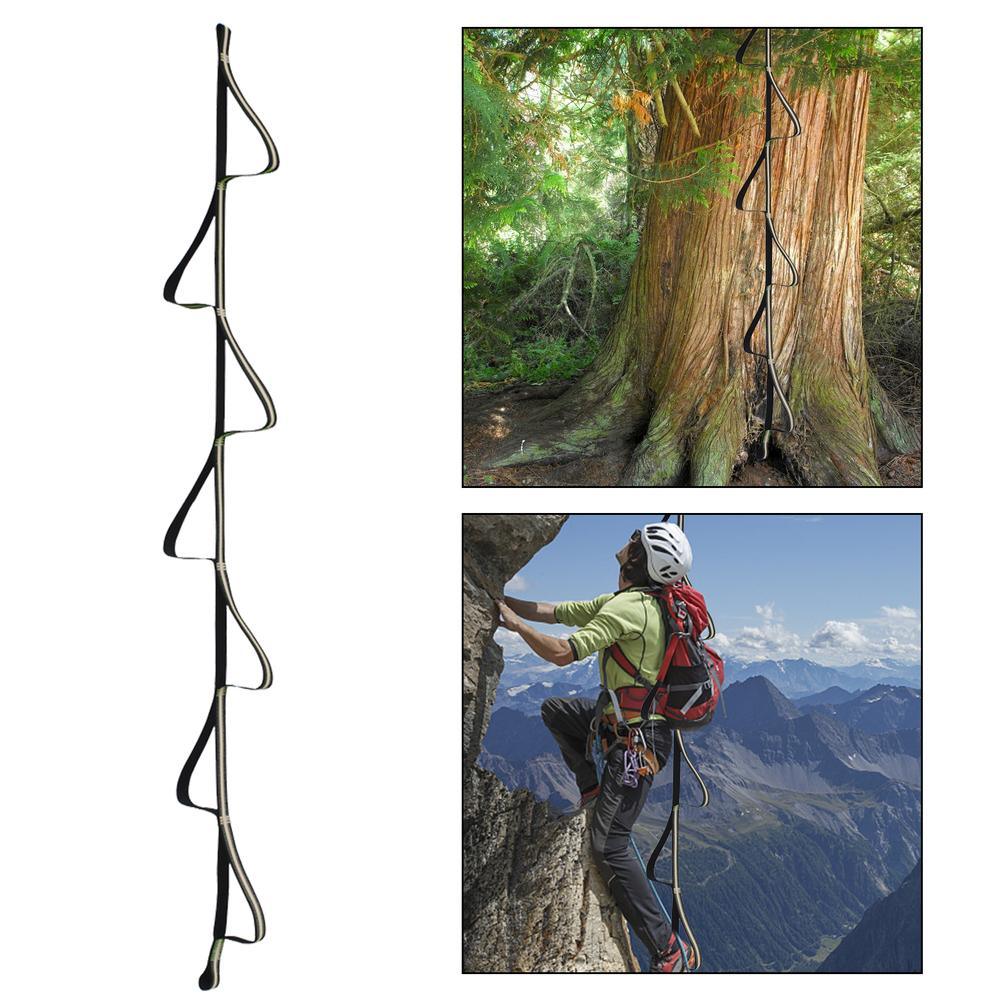Foldable 7-step Outdoor Rope Ladder Rescue Survival Climbing Aider with Hook