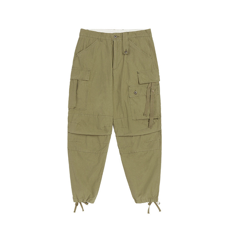 YLS Street Wear 100 Cotton Sweatpants Army Green Cargo Jogger Pants