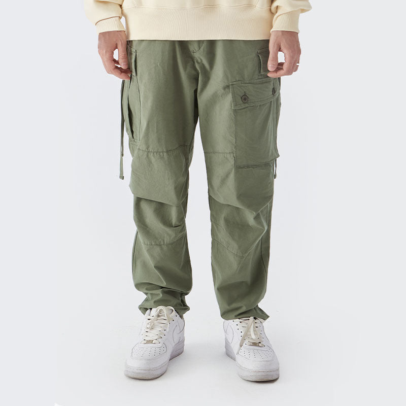 YLS Street Wear 100 Cotton Sweatpants Army Green Cargo Jogger Pants