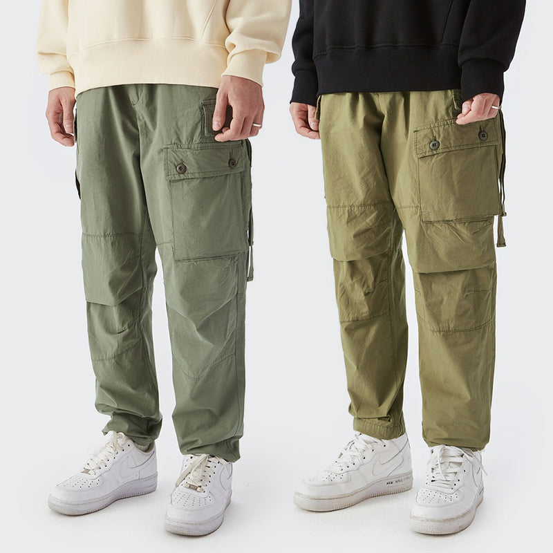 YLS Street Wear 100 Cotton Sweatpants Army Green Cargo Jogger Pants