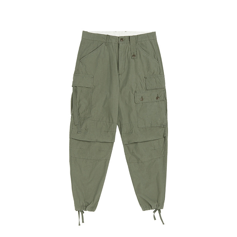 YLS Street Wear 100 Cotton Sweatpants Army Green Cargo Jogger Pants