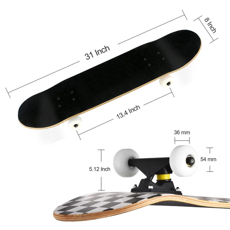 Skateboards for Beginners With 7 Layers Canadian Maple Double Kick Concave