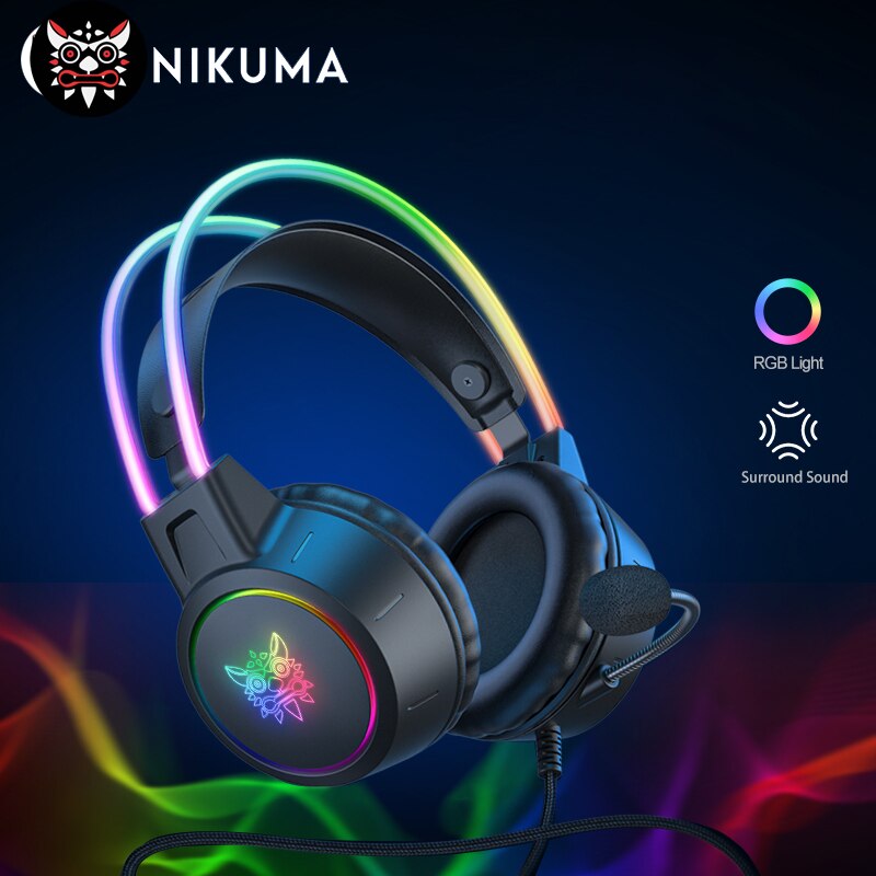 ONIKUMA X15 Pro Over-Ear Gaming Headset Wired Noise Cancelling Rgb Light
