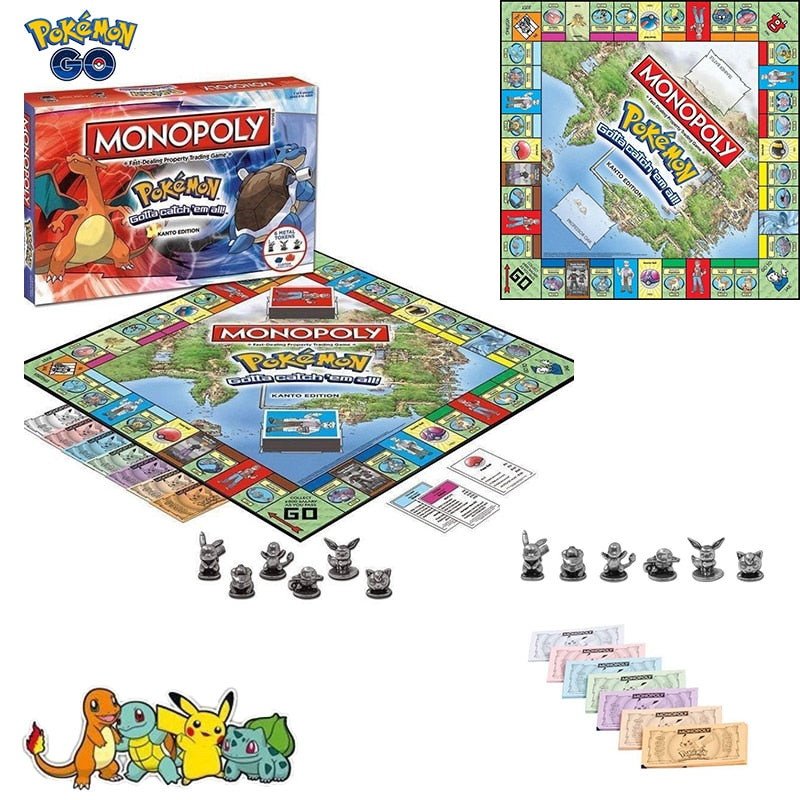 Cartoon Pokemon Pikachu English Version Monopoly Real Estate for adults and children 2-6 people party birthday Game kdis Gifts