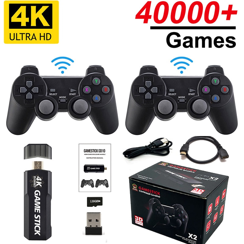 4K Game Stick GD10 128G 40000 Games Retro Game Console HD Video Game Console Wireless Controller For PSP PS1 GBA Birthday Gift