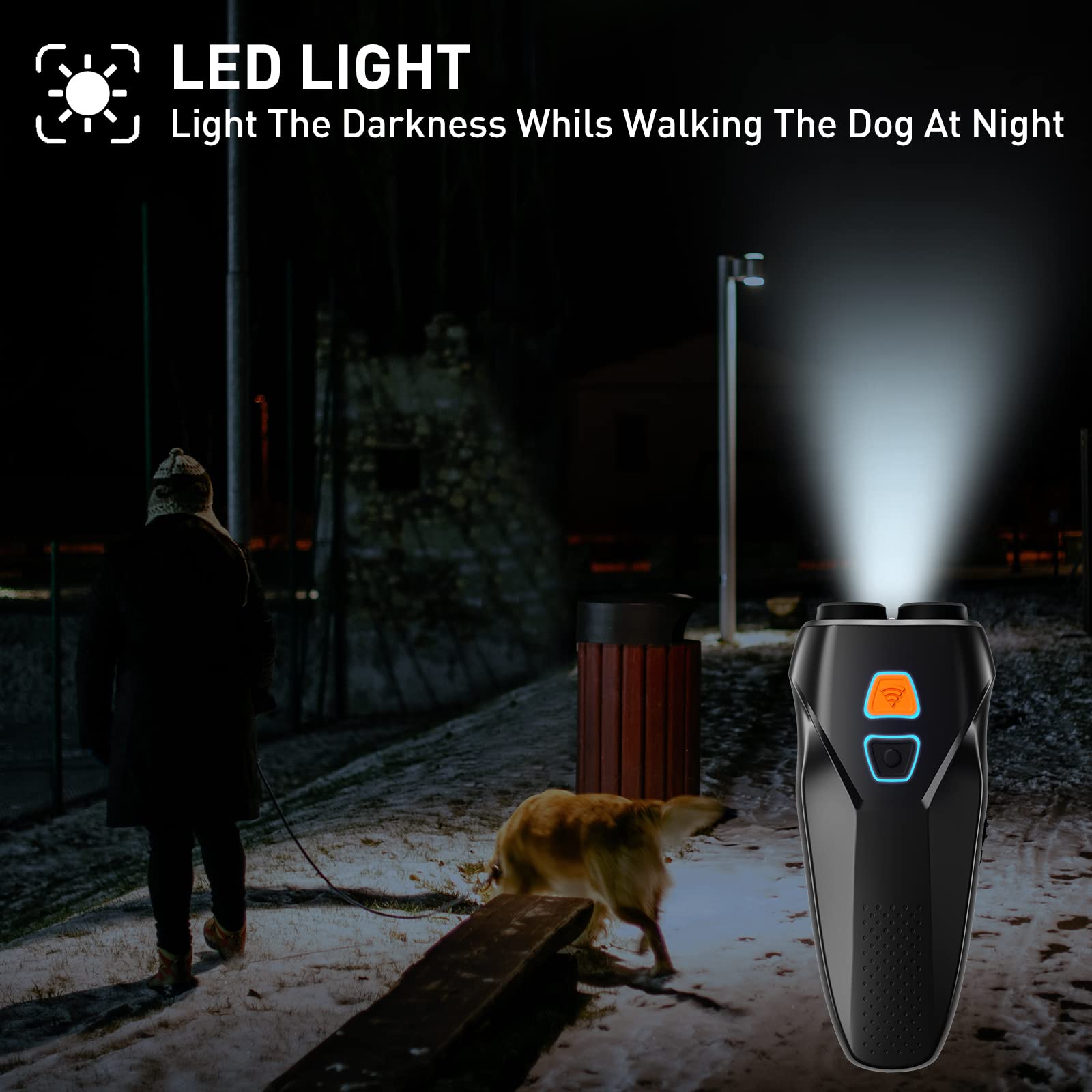 Dog Repeller Anti Barking Stop Bark Training Device LED Ultrasonic Dog Training Repellents with Flashing Light Expulsion Dog