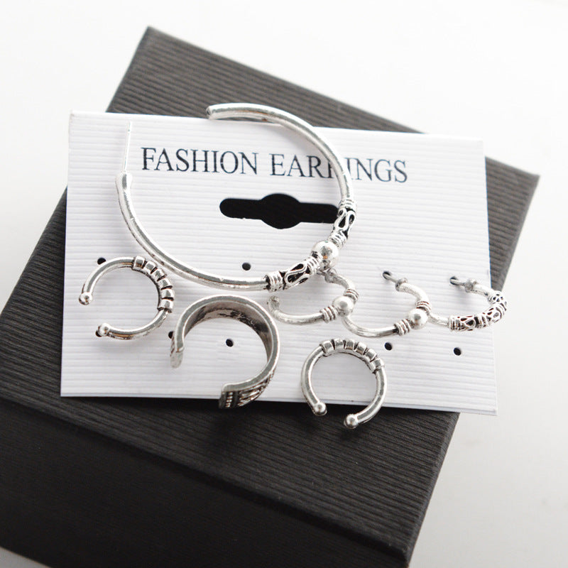 HQQ07 Silver Ethnic Earrings Set