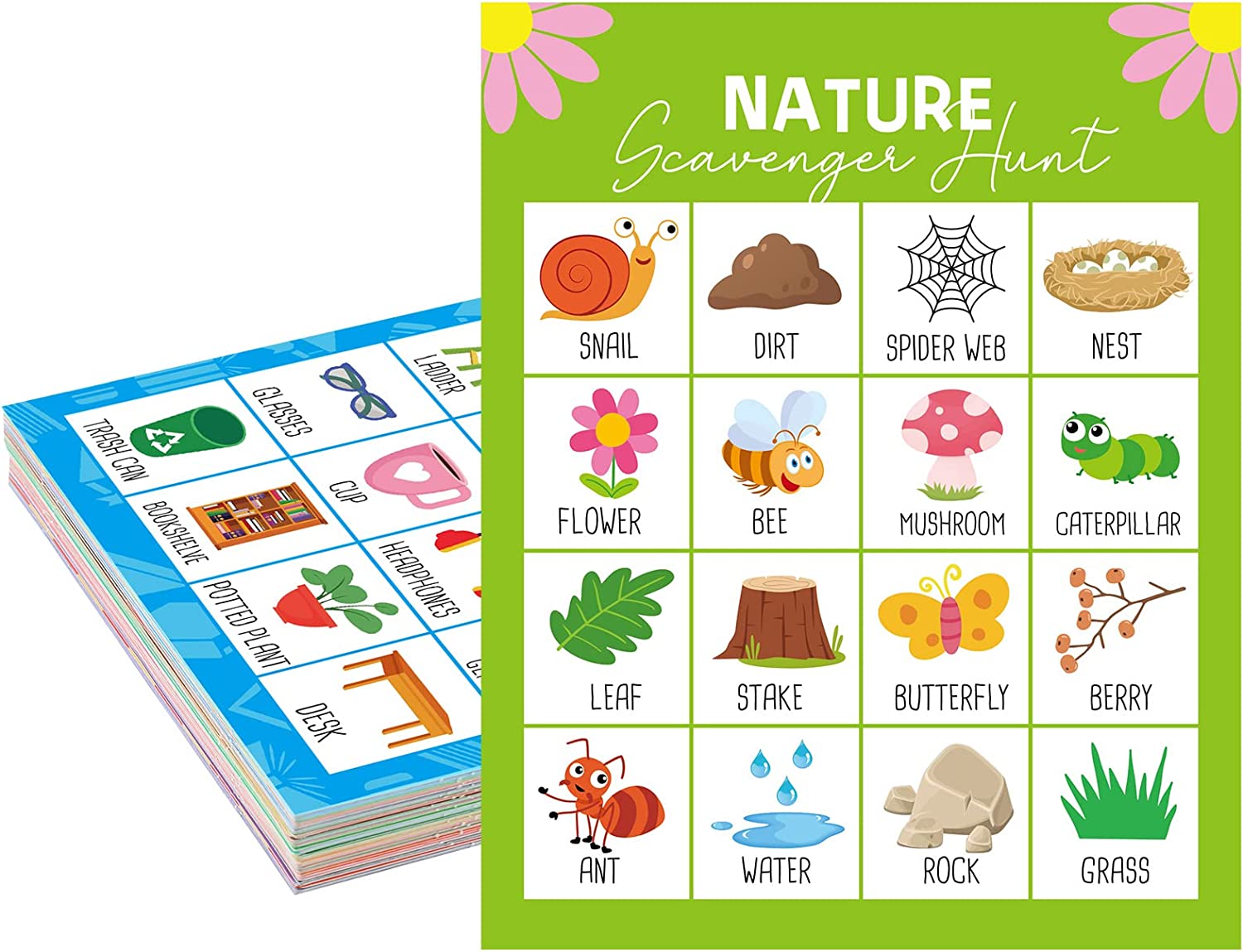 60 Pieces Scavenger Hunt Card for Kids and Family Themed Fun Scavenger Hunt Card for Family Parties Outdoor Activities
