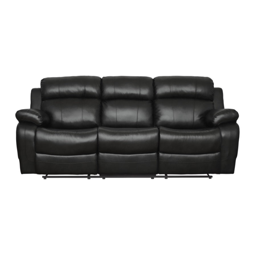 ZUN Contemporary Black Faux Leather Upholstered 1pc Double Reclining Sofa w/ Center Drop-Down Cup Holder B011130715