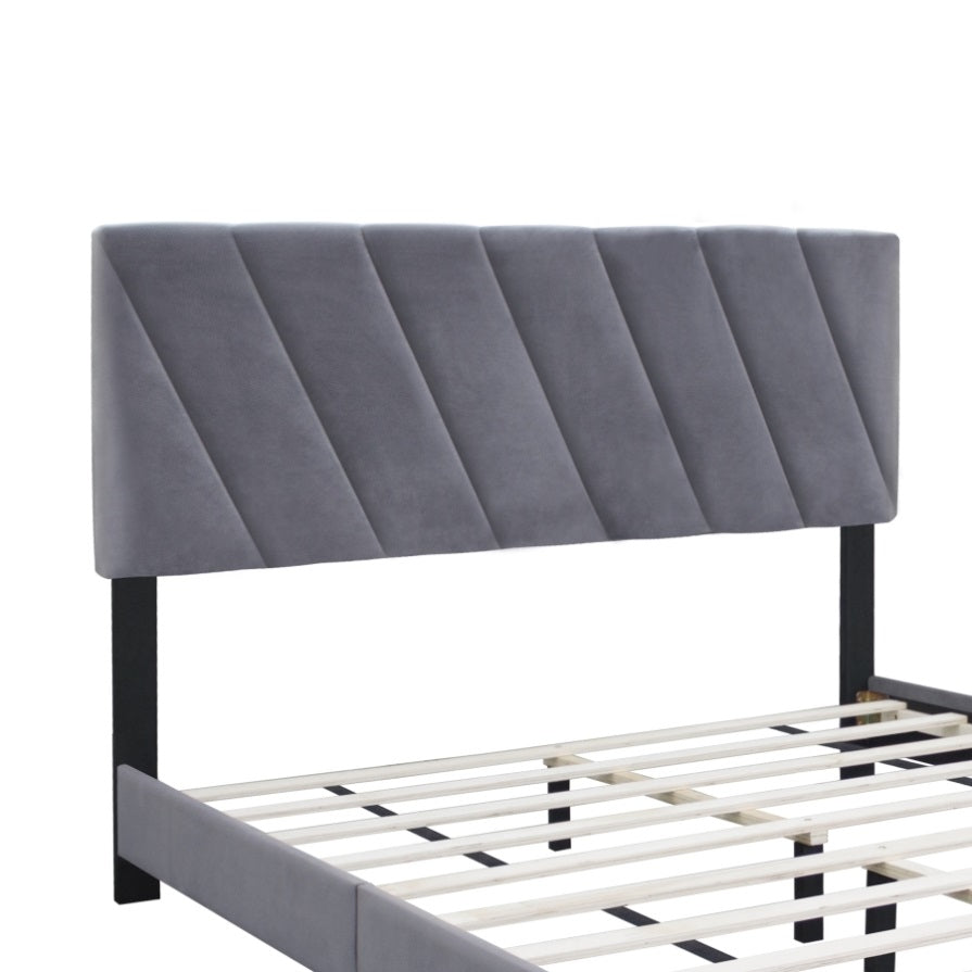 ZUN GRAY QUEEN SIZE ADJUSTABLE UPHOLSTERED BED STAIN RESISTANT AND DURABLE, MODERN STYLE W1867P143794