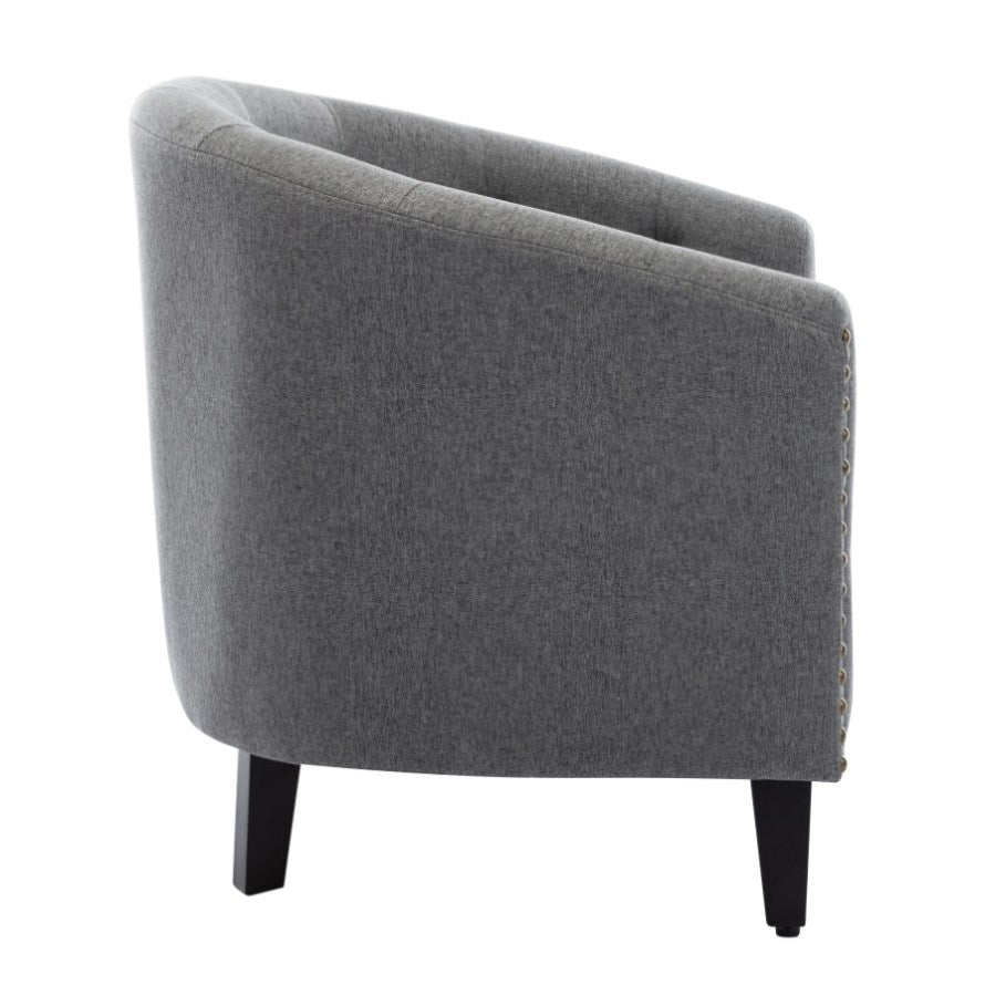 ZUN linen Fabric Tufted Barrel ChairTub Chair for Living Room Bedroom Club Chairs WF212660AAC