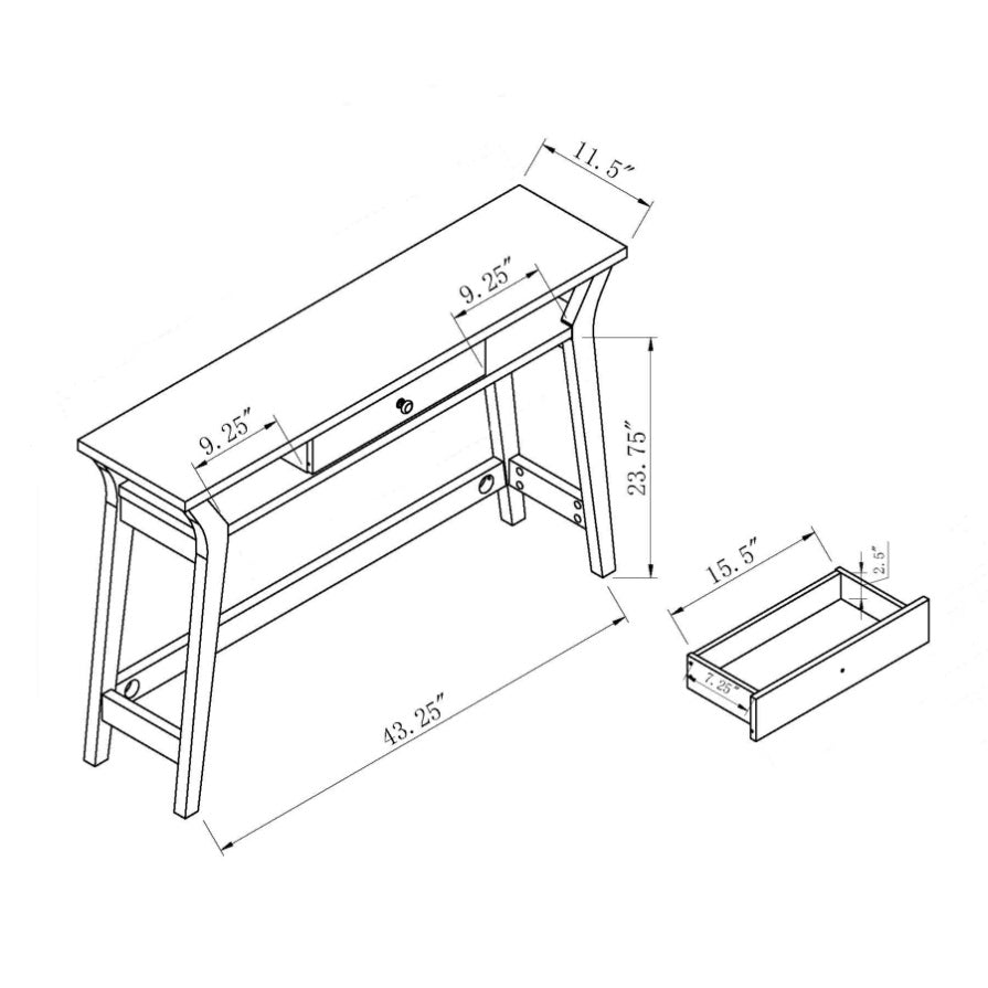 ZUN Console Table with One Drawer and Two Open Shelves - Grey B107142202