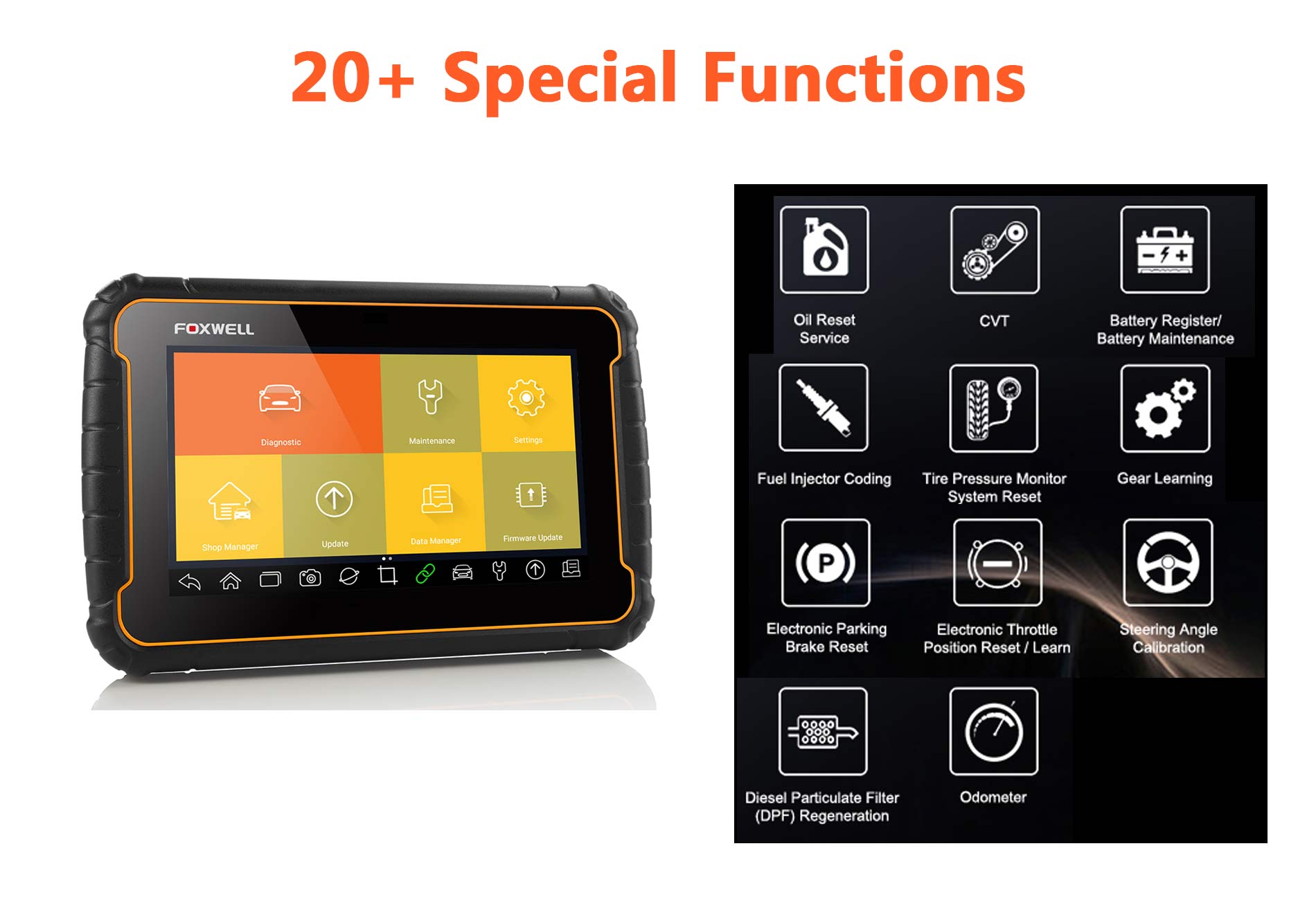 FOXWELL GT60 SPECIAL FUNCTION LIST