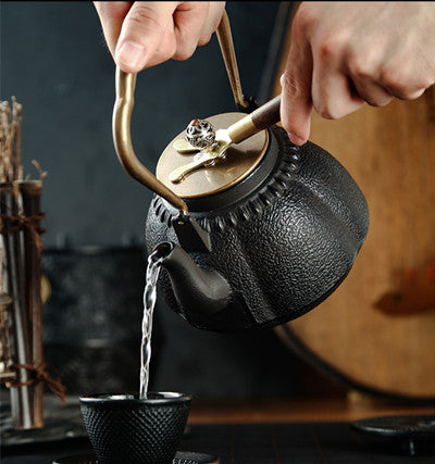 Black-hot sale-1200ml Sotya Tetsubin Japanese Tea Kettle with Infuser Cast Iron Teapot 