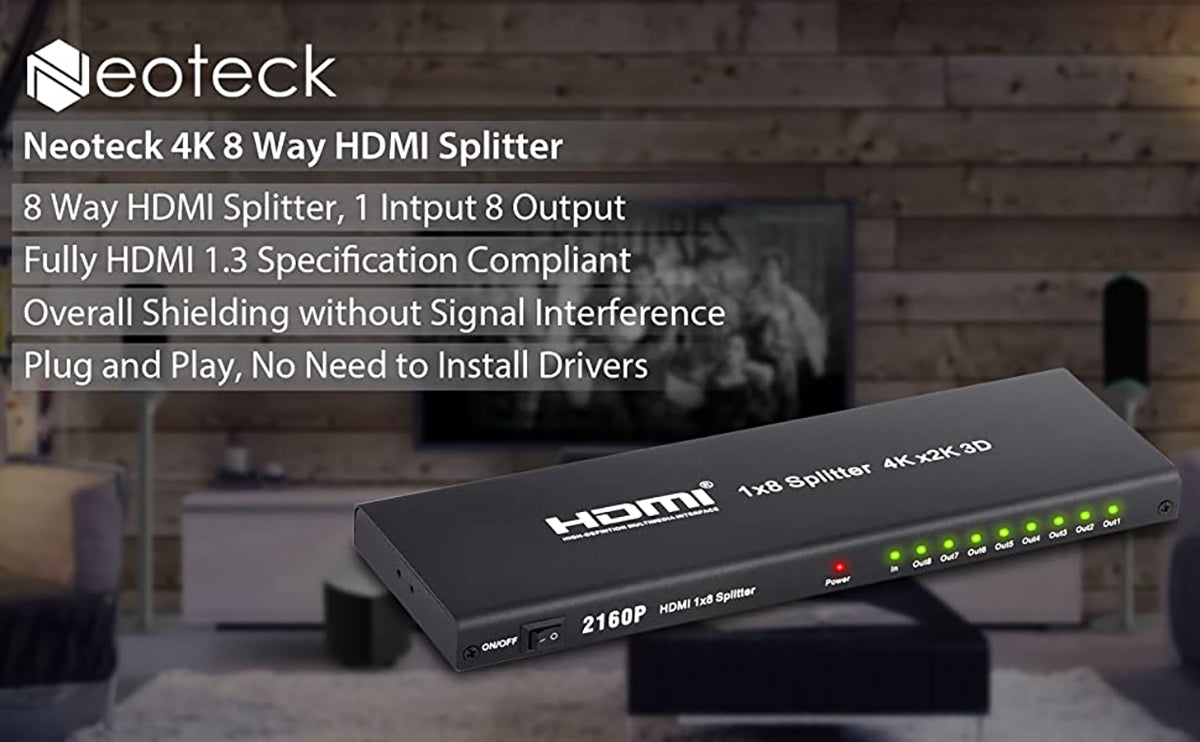 Neoteck HDMI Splitter 4K 8 Way HD Hub Smart Splitter Box