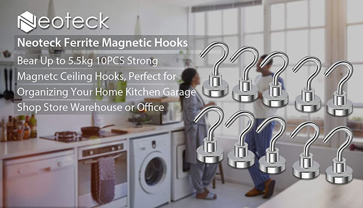 Neoteck 10PCS D16 16mm Ferrite Magnetic Hooks
