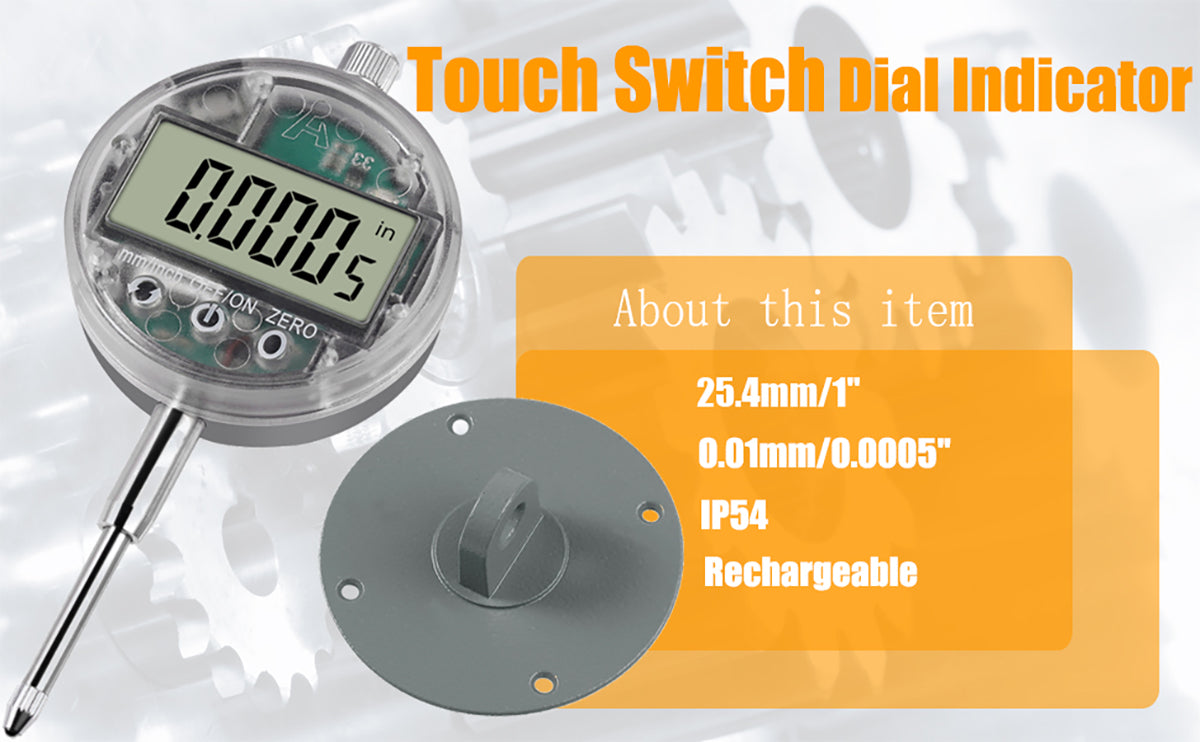 Neoteck Rechargeable Digital Dial Indicator Gauge Transparent
