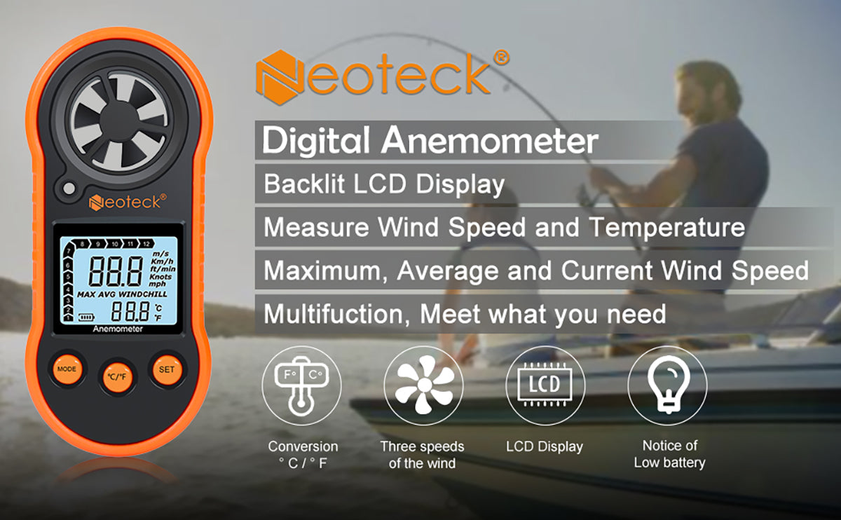 Neoteck Anemometer Digital LCD Wind Speed Meter