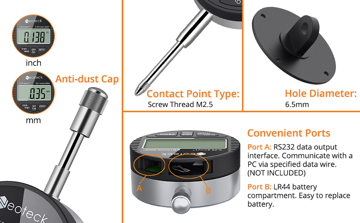 Neoteck DTI Digital Dial Indicator - Black