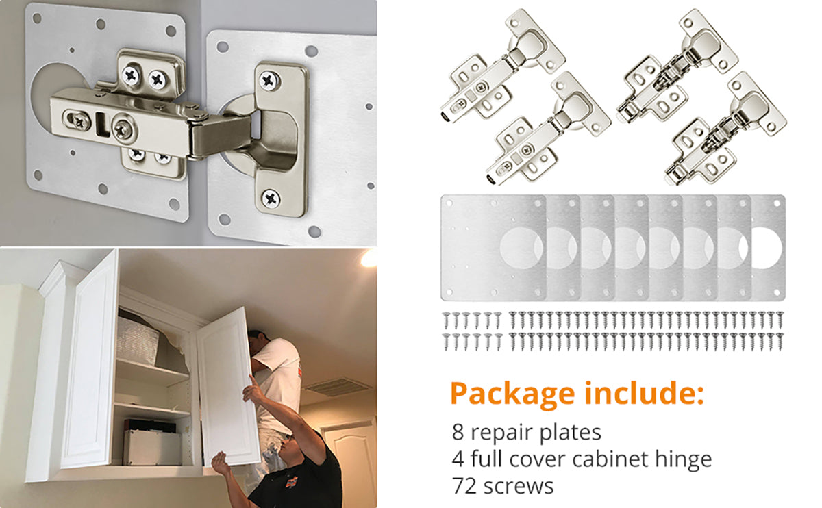 Neoteck 110° Full Overlay Cabinet Door Hinges & Repair Plate Kit