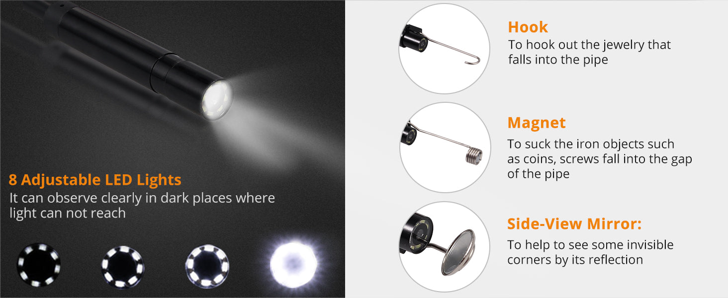 Neoteck Industrial Endoscope Inspection Camera HD 4.3 Inch