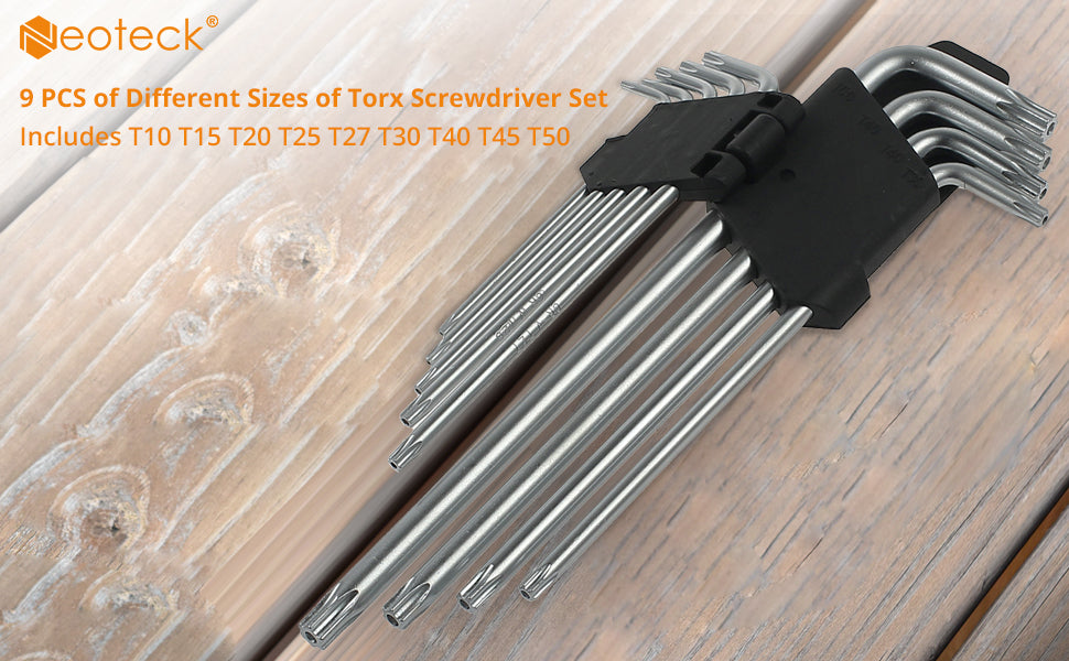 Neoteck Hex Key Set 9 PCS Different Size Metric Star Security Torx Key Set