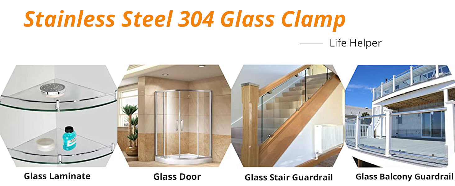 Neoteck Square Glass Clamp 8PCS 8-10mm Stainless Steel 304 Black