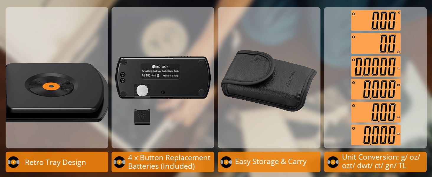 Neoteck Digital Turntable Stylus Force Scale Gauge 0.01g/5.00g LCD Backlight