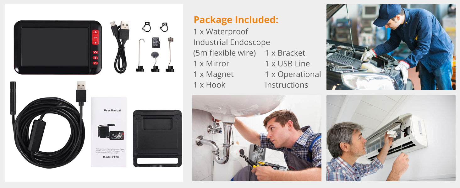 Neoteck Industrial Endoscope Inspection Camera HD 4.3 Inch