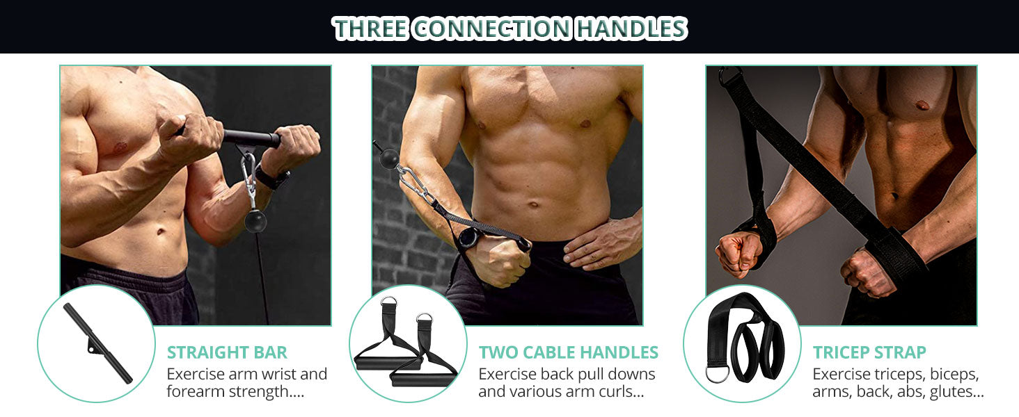 VINTEAM Fitness Pulley System, Pulley Cable Machine DIY Fitness Home Gym Equipment Workout Accessories with Tricep Rope, LAT Pull Down Bar, Gym Cable for Triceps Extensions, Biceps Curl, Forearm