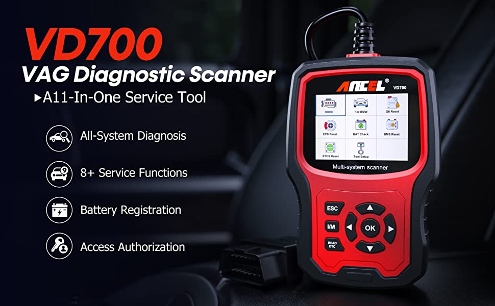 ANCEL VD700 All System OBD2 Scanner with 8 Special Functions for VAG V ...