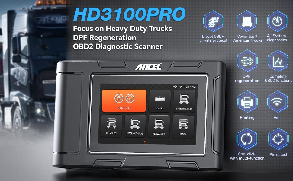 Universal Heavy Duty Diesel Truck Scanner Diagnostic Tool OBD2 HD