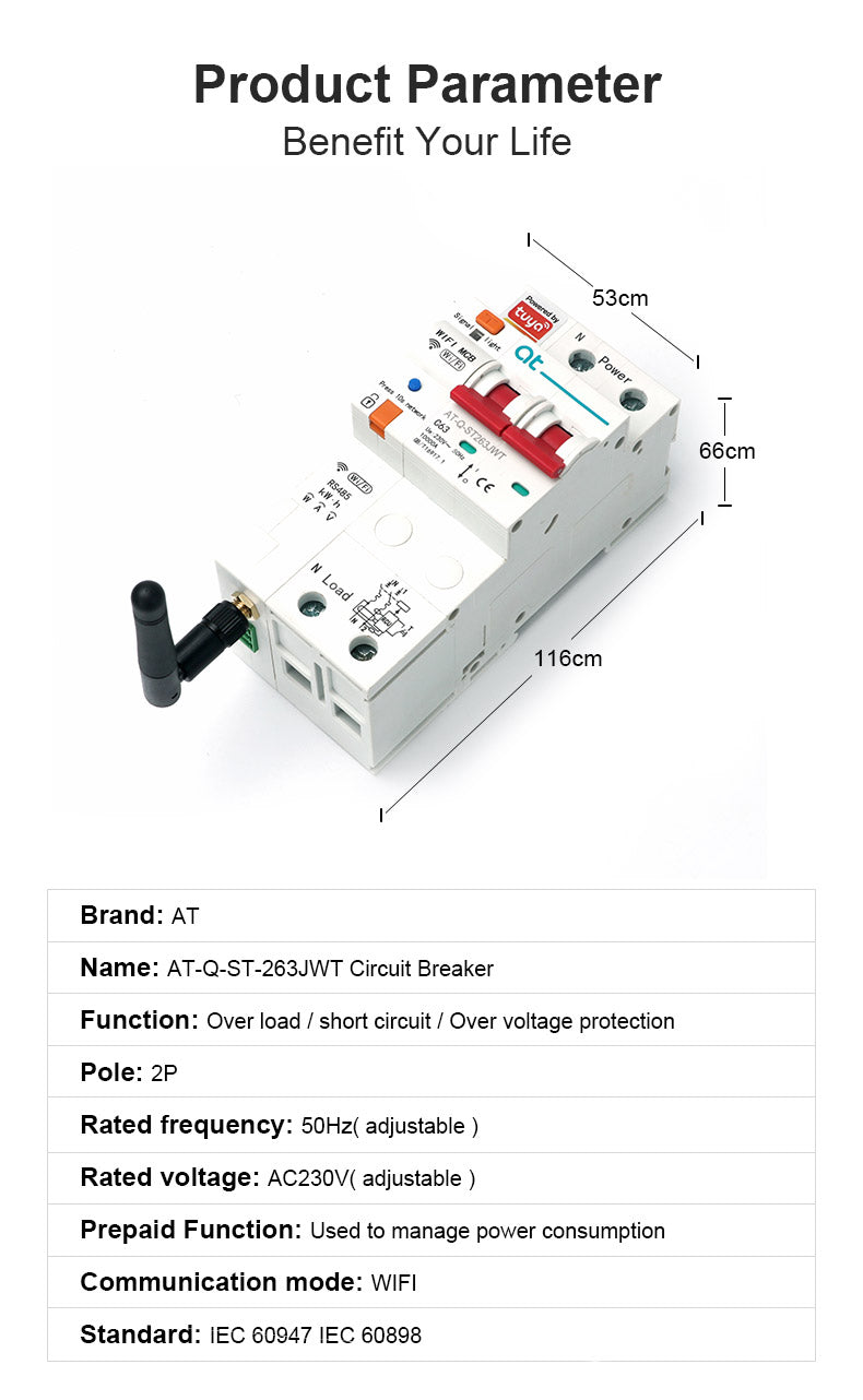 AT-Q-ST-JWT Wifi Circuit Breaker product parameter