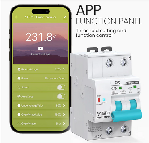 ATSM1 WiFi Smart Circuit Breaker Tuya جهاز التحكم عن بعد