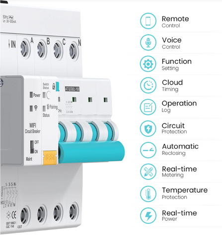 ATQCB2L Tuya WIFI Medición Temporizador Disyuntor inteligente RCBO Protección contra fugas a tierra