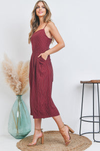 Burgundy Pinstripe Jumpsuit