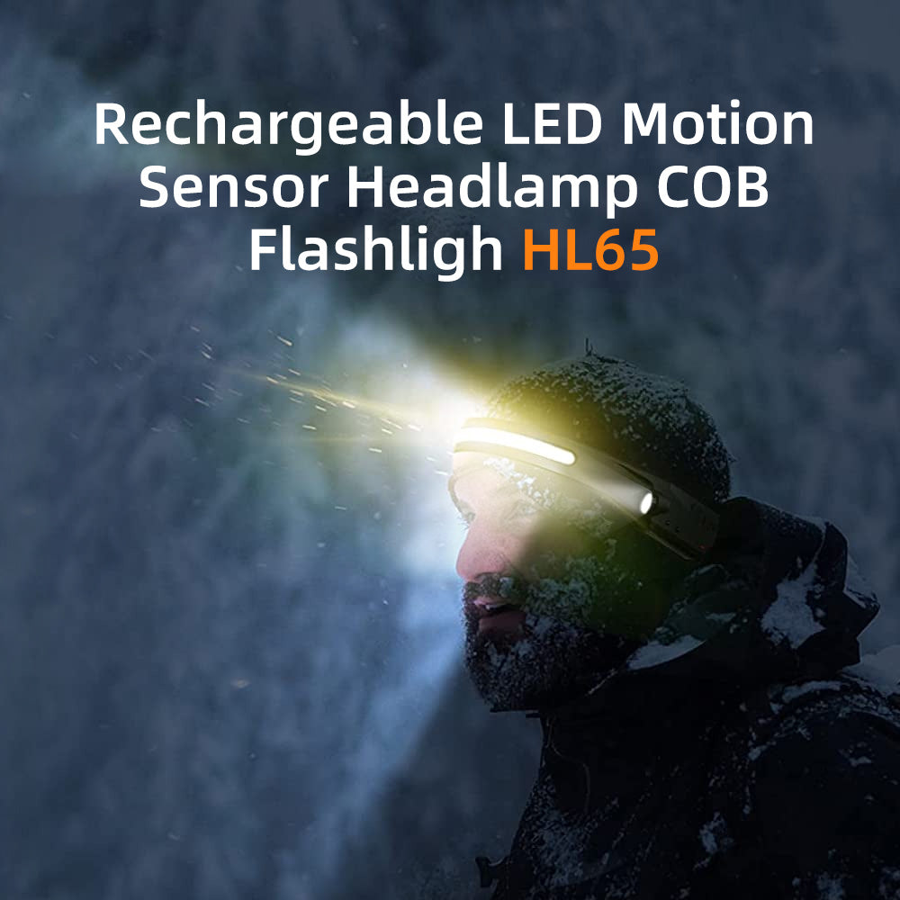 Lampe frontale à capteur de mouvement LED rechargeable COB Flashligh HL65