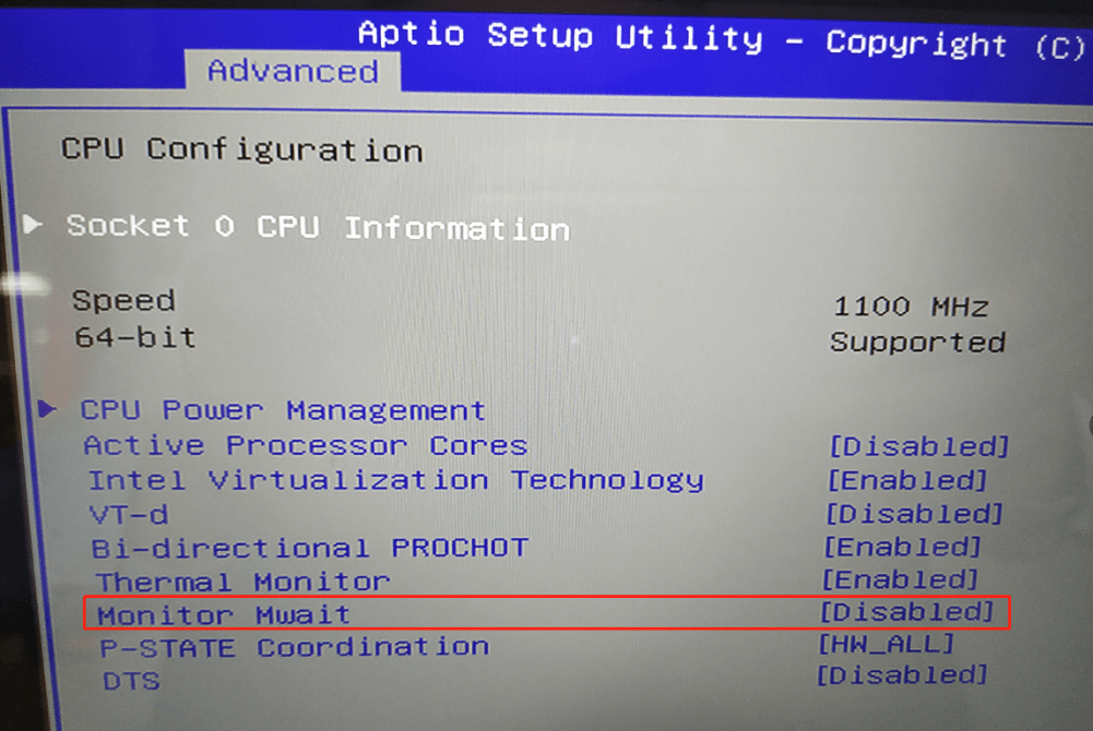 défini sur Disabled-set BIOS pour installer Linux (1)