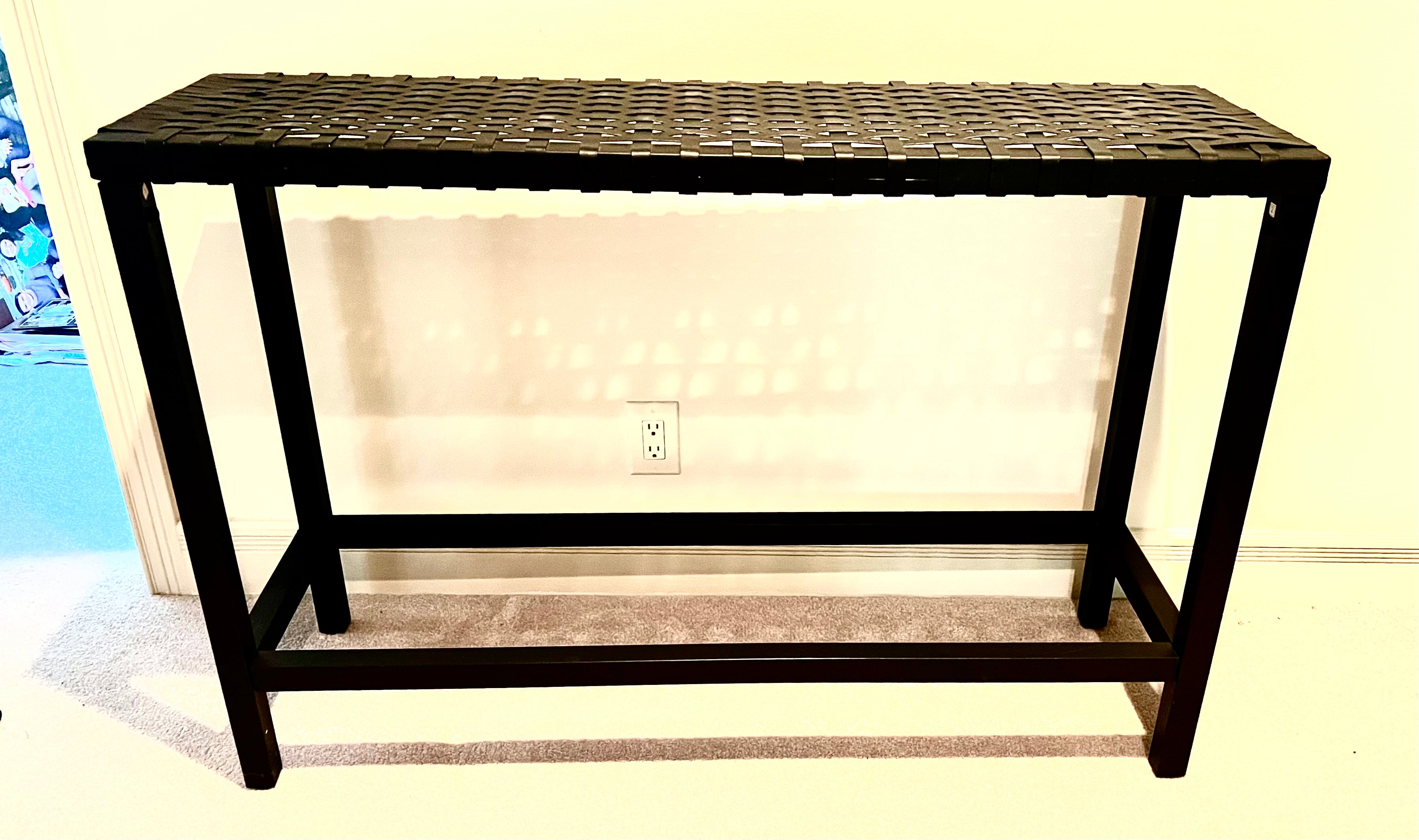 Black Metal Woven Console Table