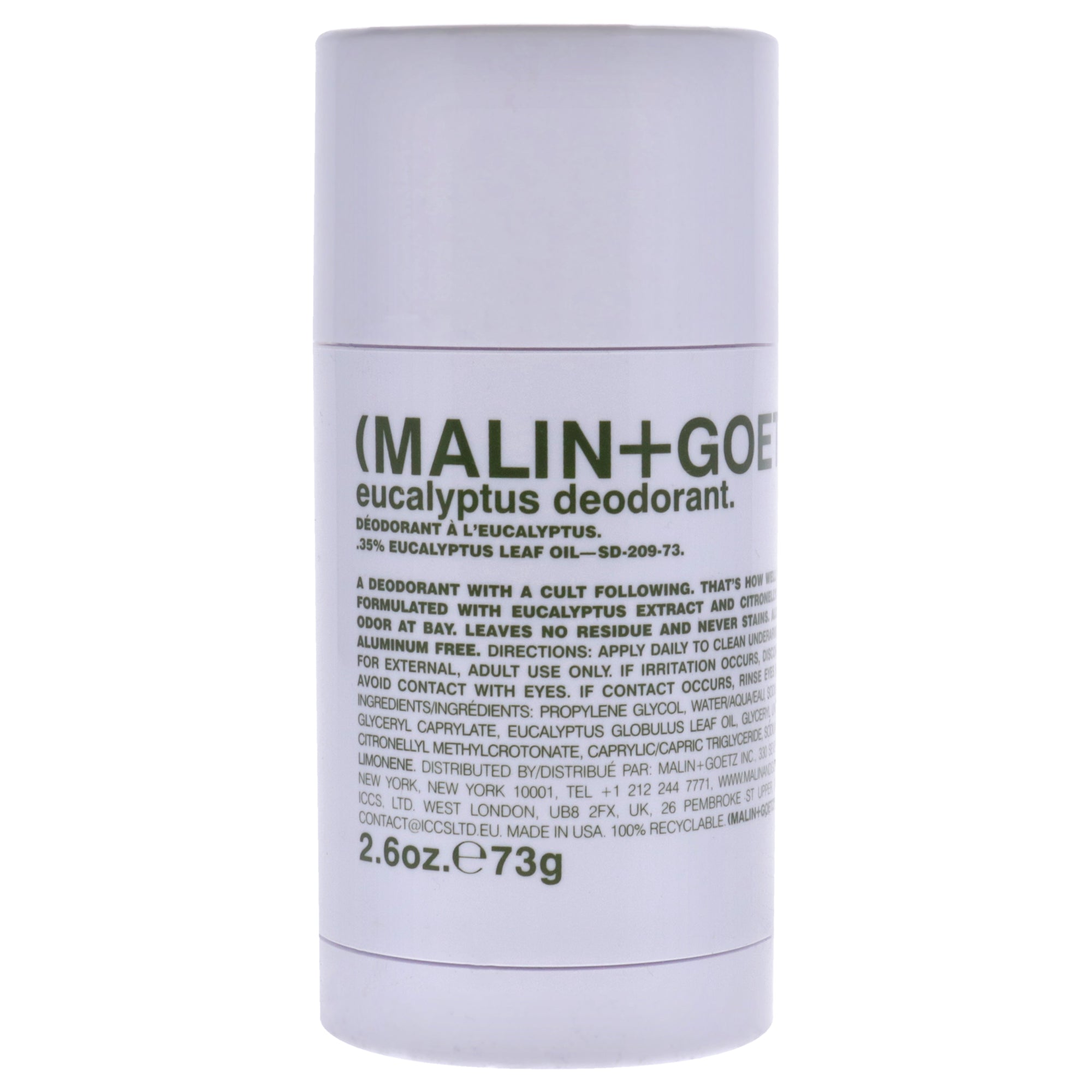 Eucalyptus Deodorant Stick by Malin + Goetz for Unisex - 2.6 oz Deodorant Stick