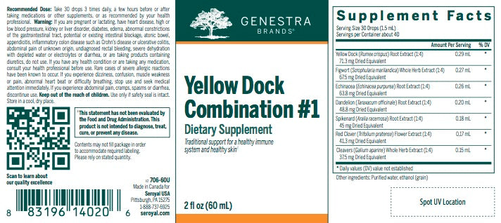 Yellow Dock Combination # 1 (60 ml) by Genestra Brands