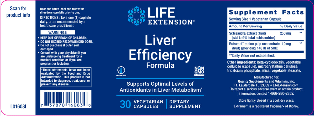 Liver Efficiency Formula 30 Veg Caps by Life Extension