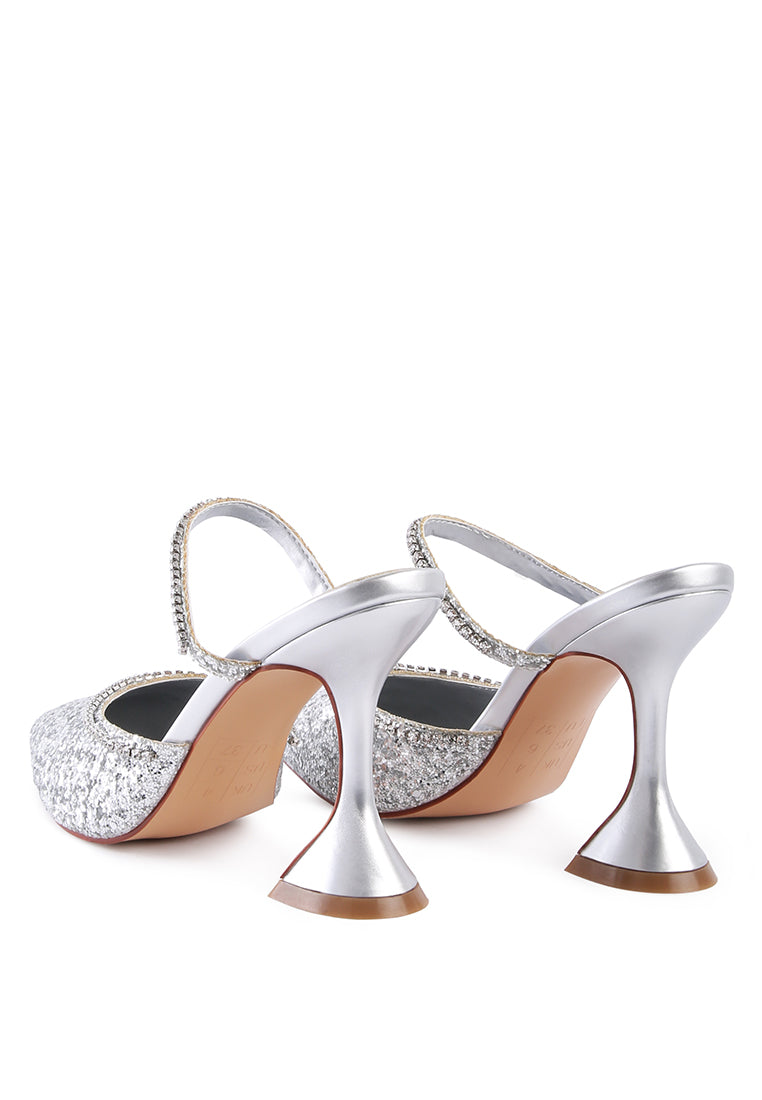 iris glitter diamante embellished spool heel sandals