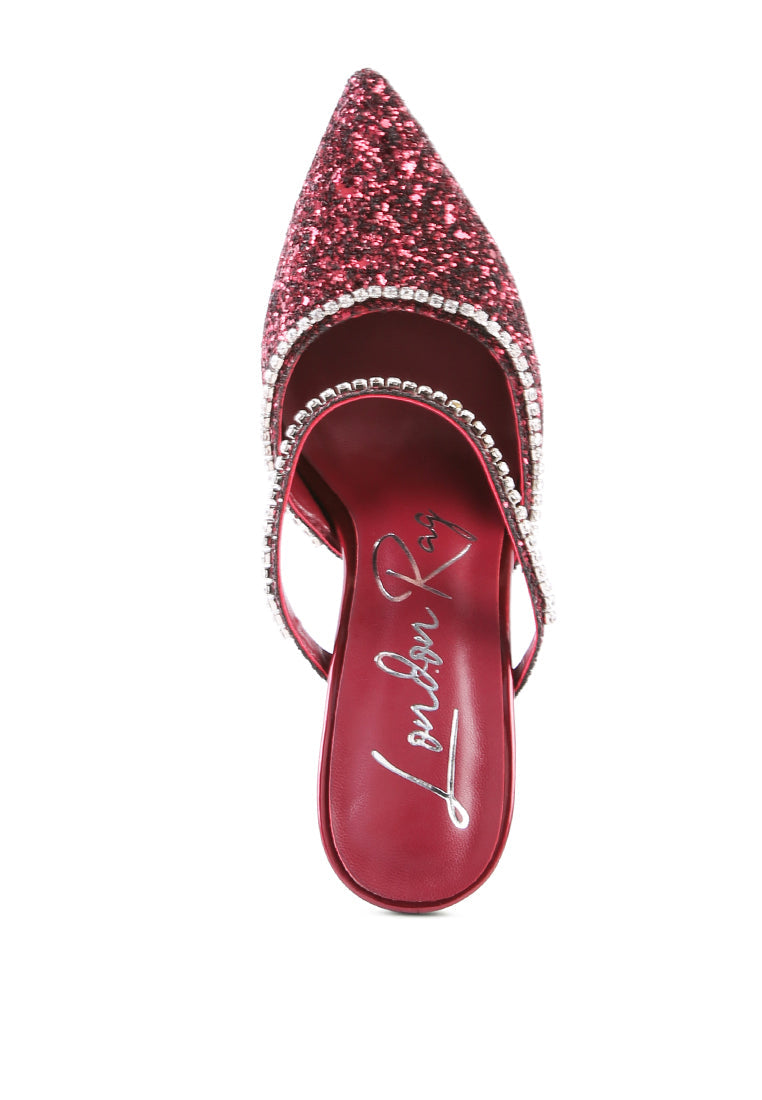 iris glitter diamante embellished spool heel sandals