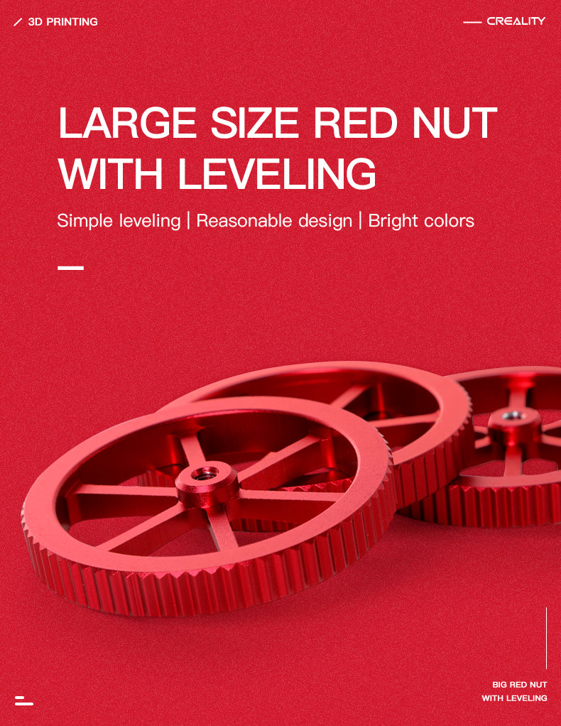 Creality 3D Printer Parts Large Size Red Nut with Leveling 4 PCS/set