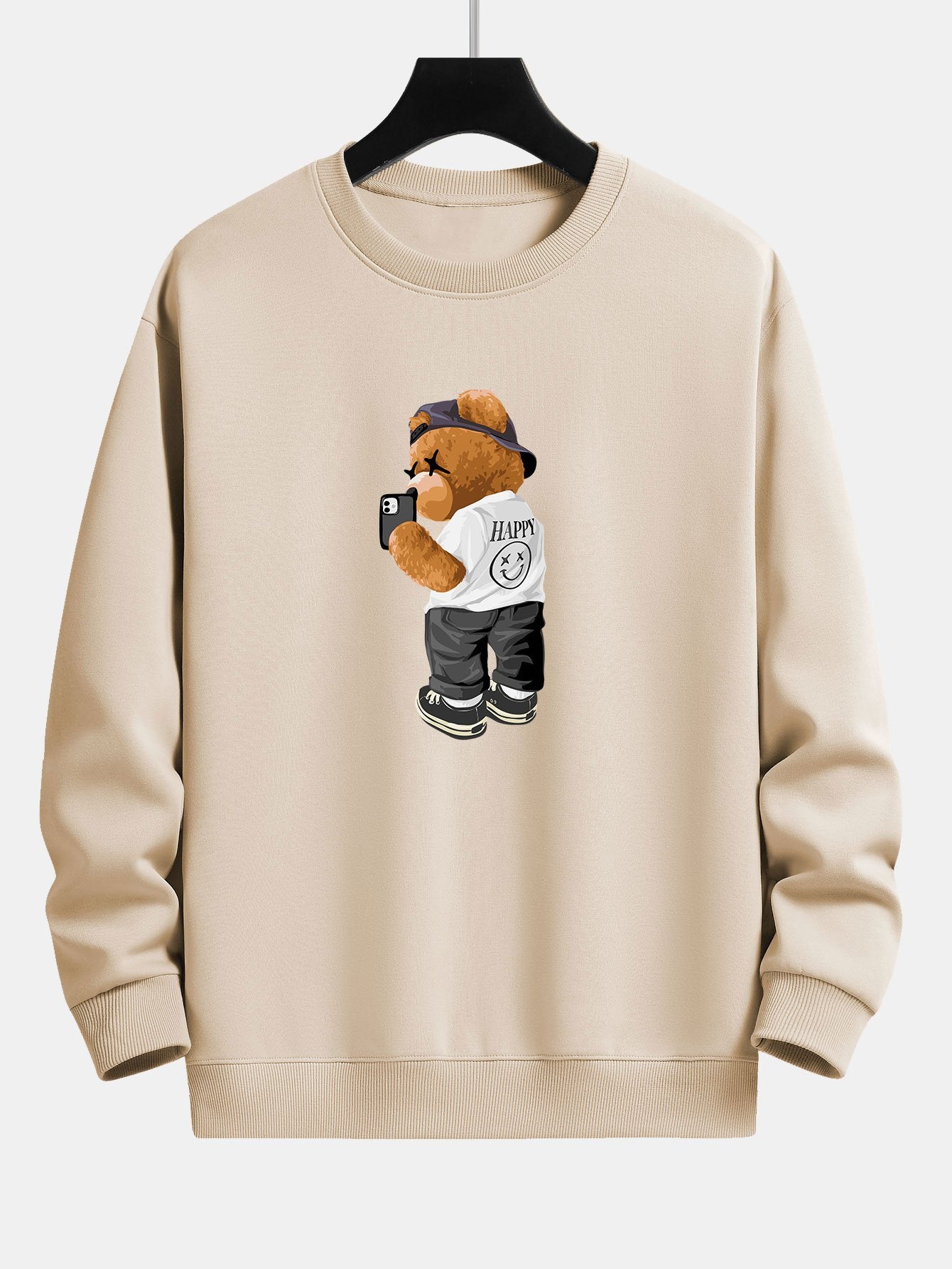 Selfie Bear Print Relax Fit Sweatshirt
