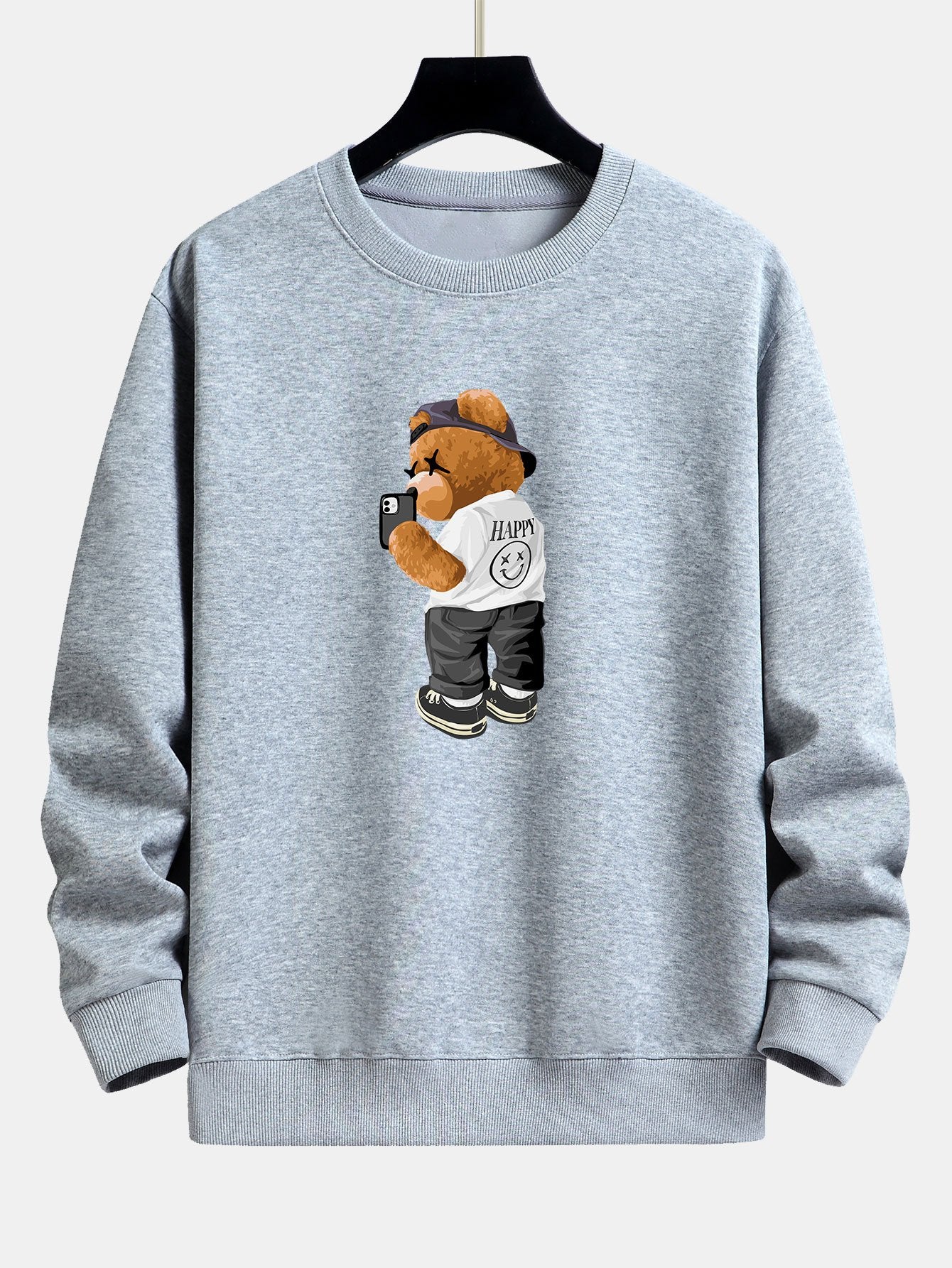 Selfie Bear Print Relax Fit Sweatshirt