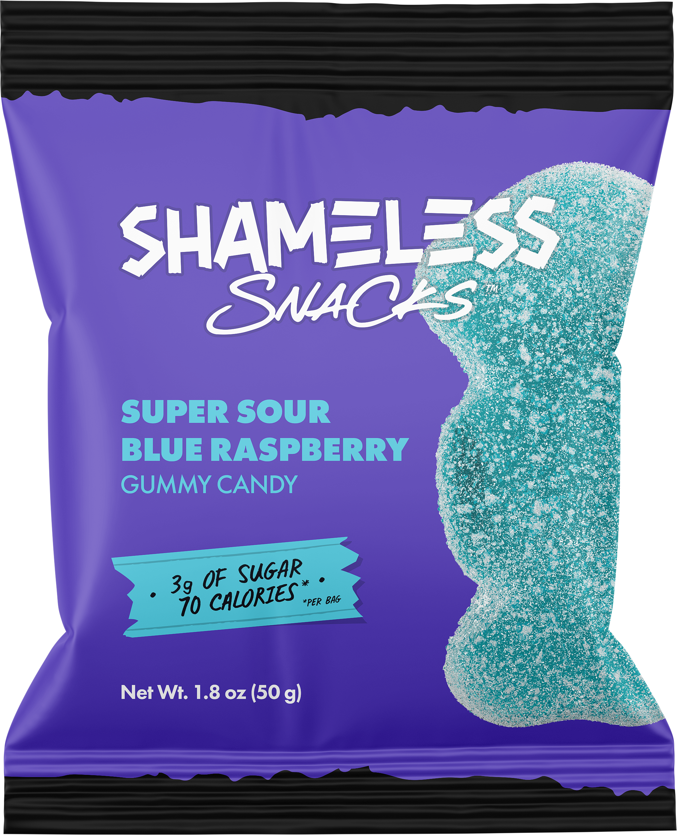 Gummy Candy by Shameless Snacks - Super Sour Blue Raspberry