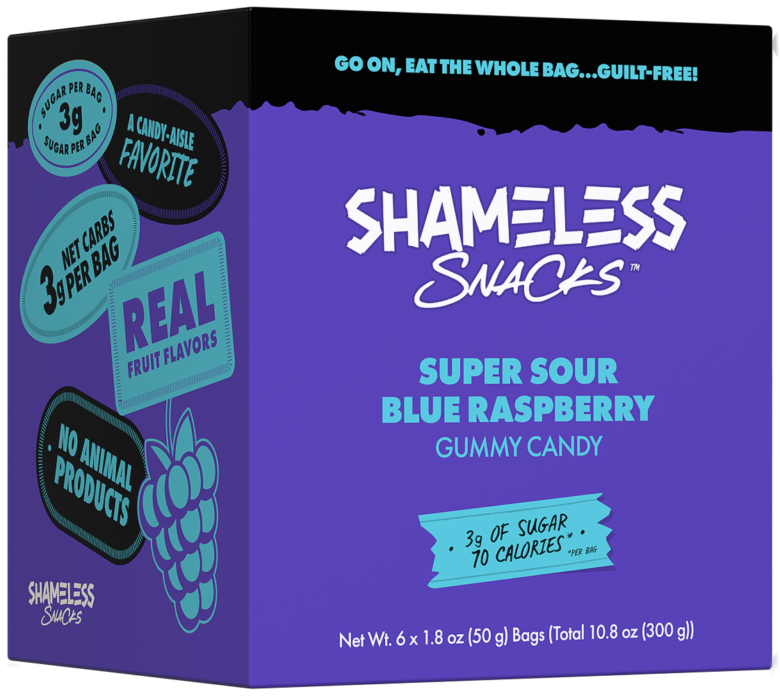 Gummy Candy by Shameless Snacks - Super Sour Blue Raspberry